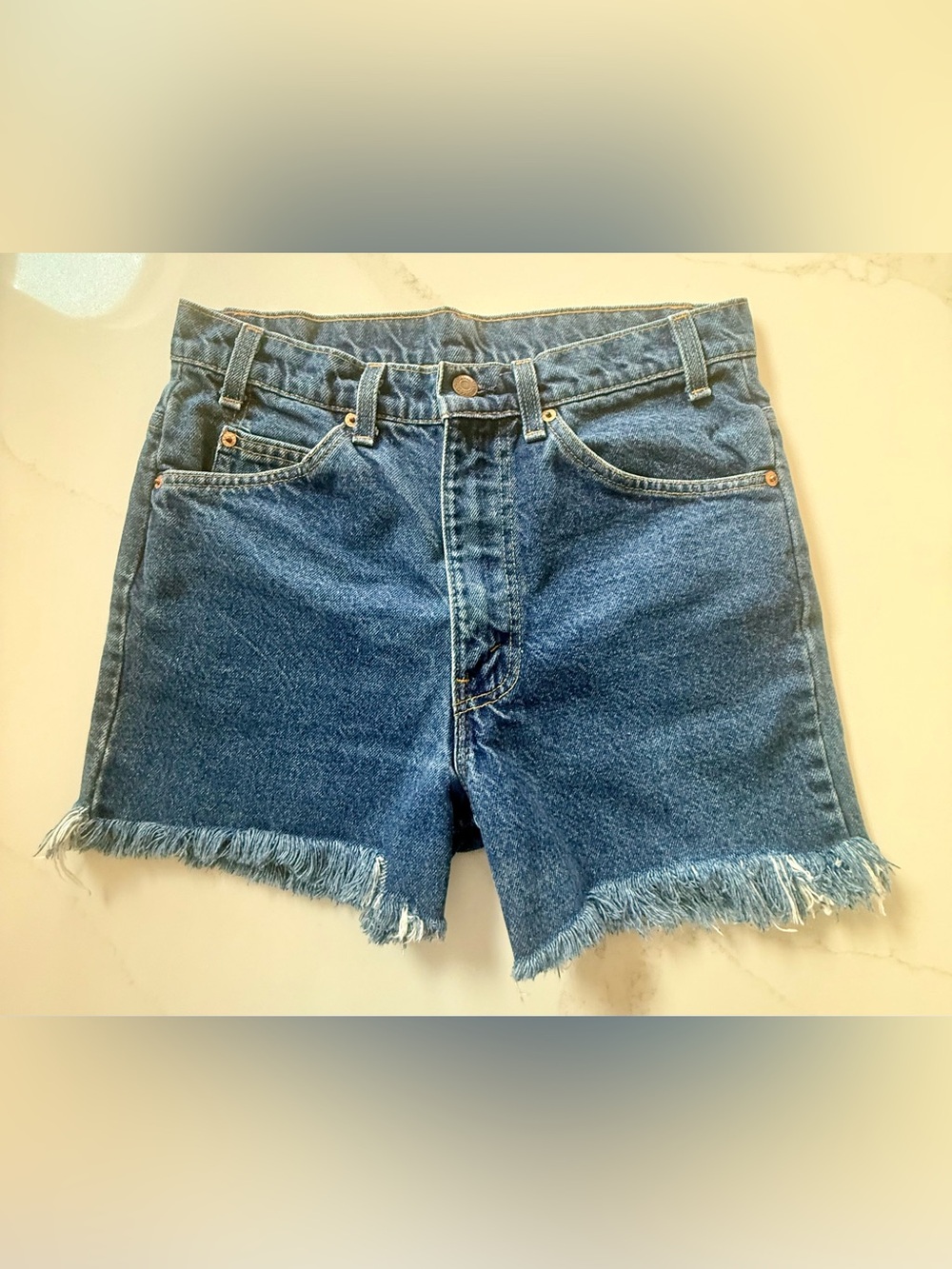 Levi’s Orange Tag 517 Dated 1981 Dark Wash UPCYCLED to Cutoffs Raw Hem Size 30